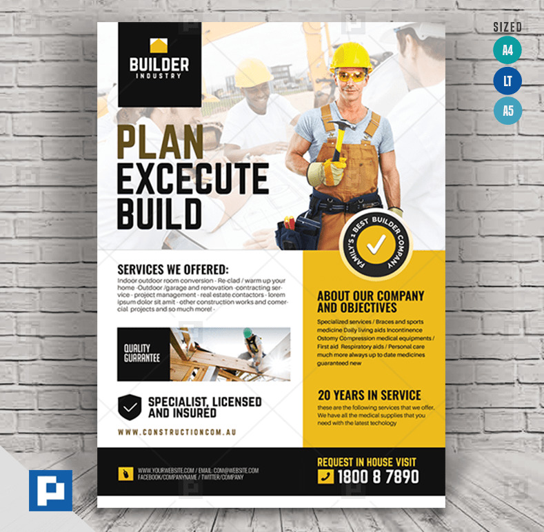 Home Renovation and Construction Flyer PSDPixel