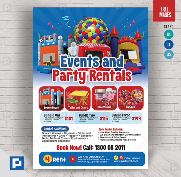 Party And Events Rentals Flyer PSDPixel