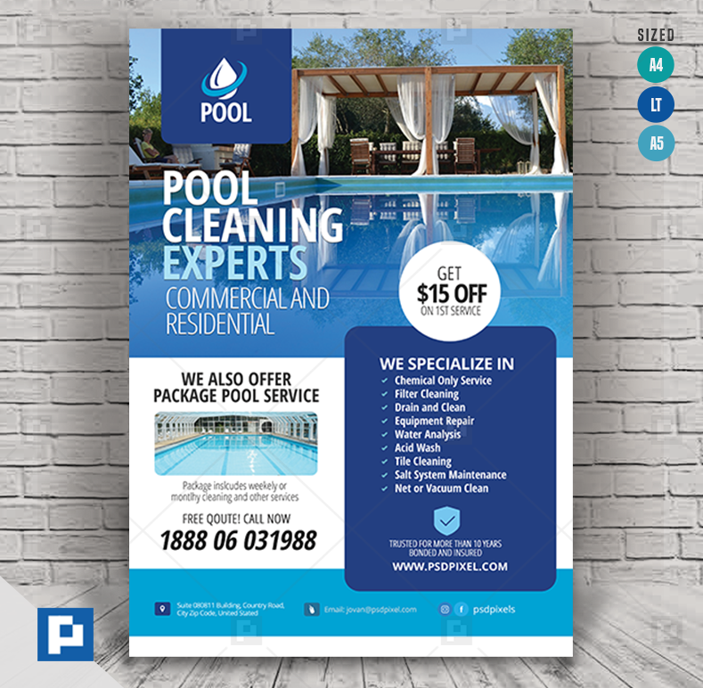 Pool Cleaning Service Services Water Modelo PosterMyWall