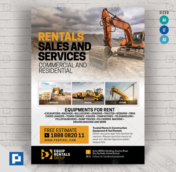 Equipment Sales and Rentals Company Flyer - PSDPixel