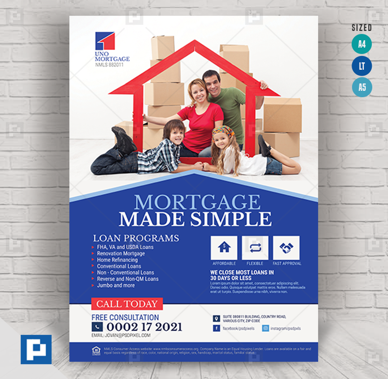 Home Mortgage Services Flyer PSDPixel