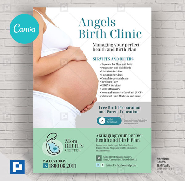 Pregnancy and Birth Center Canva Flyer