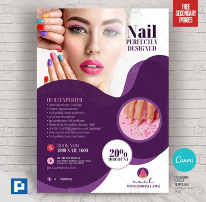 Nail Salon Creative Canva Flyer - PSDPixel