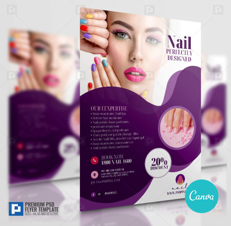 Nail Salon Creative Canva Flyer - PSDPixel